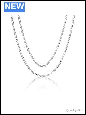 Italian 925 Sterling Silver Figaro Link Chain Necklace 20 Inch Unisex